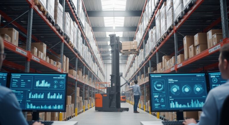 Centro de distribuição com automação invisível e empilhadeira retrátil